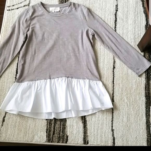 NWT - Anthro Ruffle Hem Mixed Media Top - Picture 5 of 6